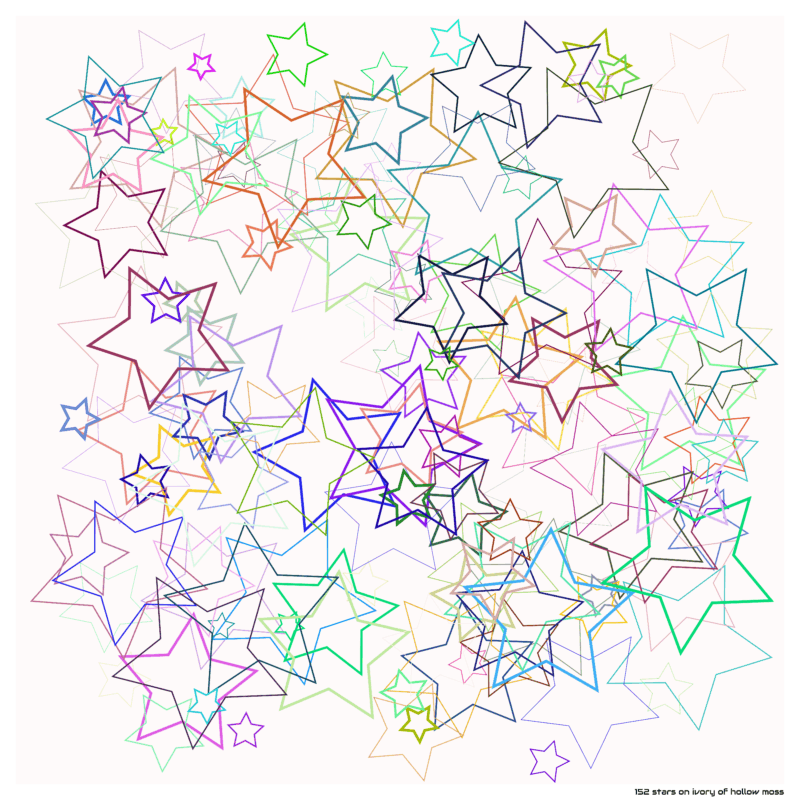 152 stars on ivory of hollow moss