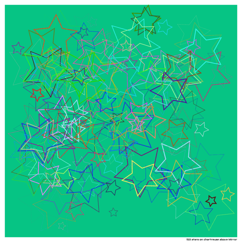 153 stars on chartreuse above Mirror