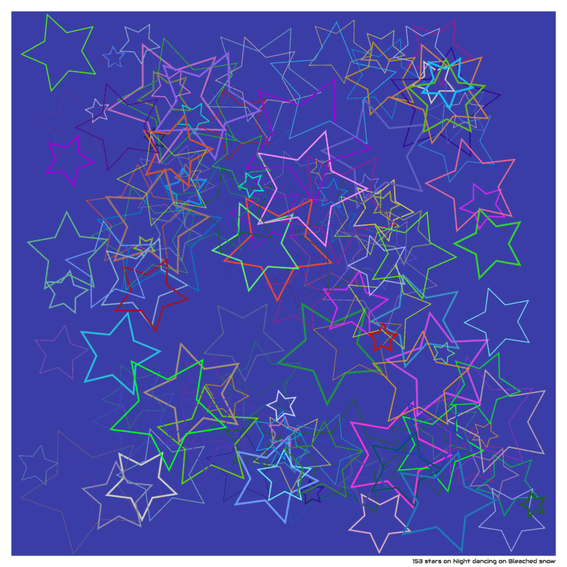 153 stars on Night dancing on Bleached snow
