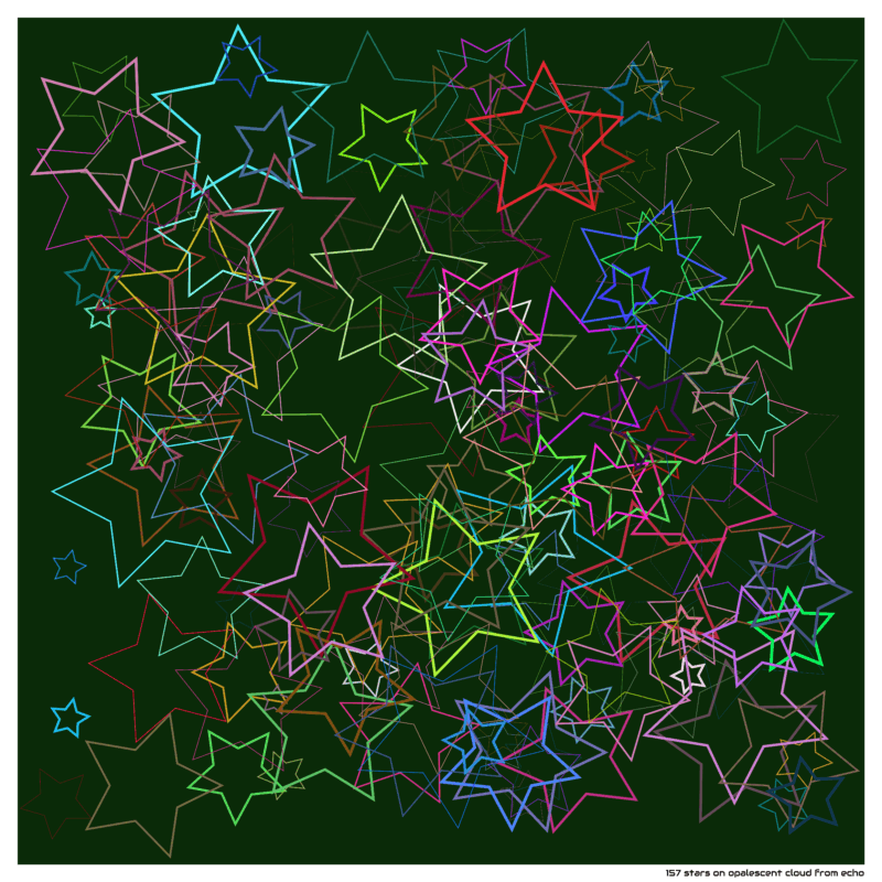 157 stars on opalescent cloud from echo