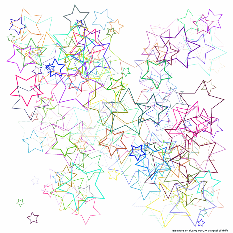 158 stars on dusky ivory — a signal of drift