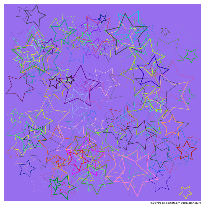 160 stars on sky between Opalescent azure