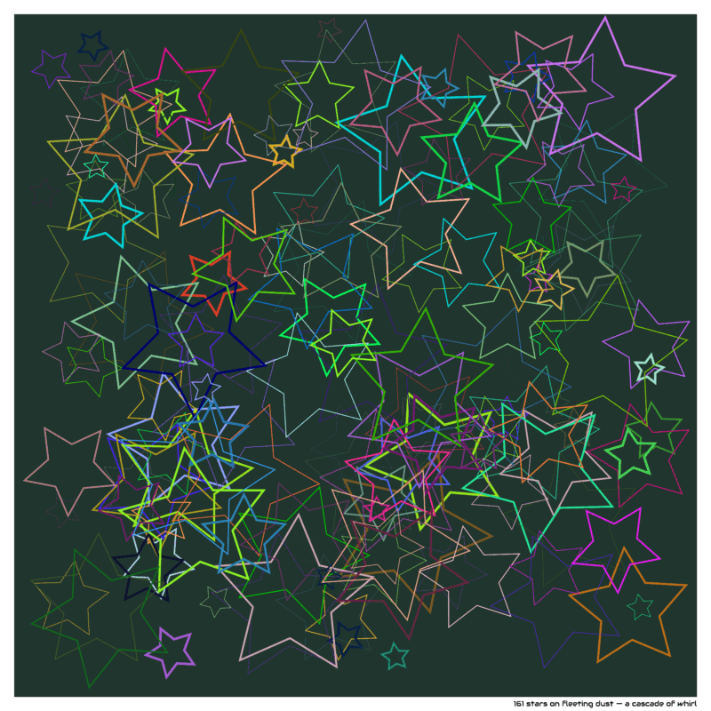 161 stars on fleeting dust — a cascade of whirl