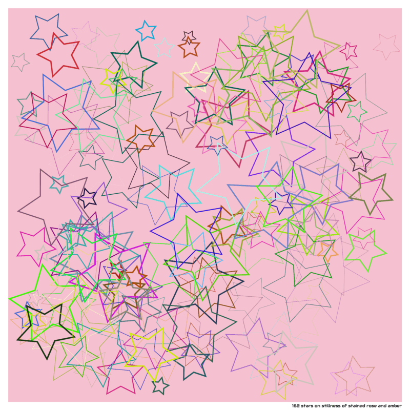 162 stars on stillness of stained rose and amber