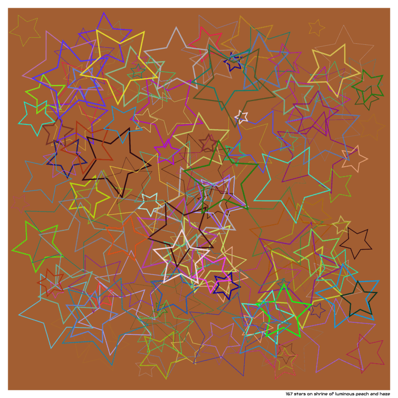 167 stars on shrine of luminous peach and haze