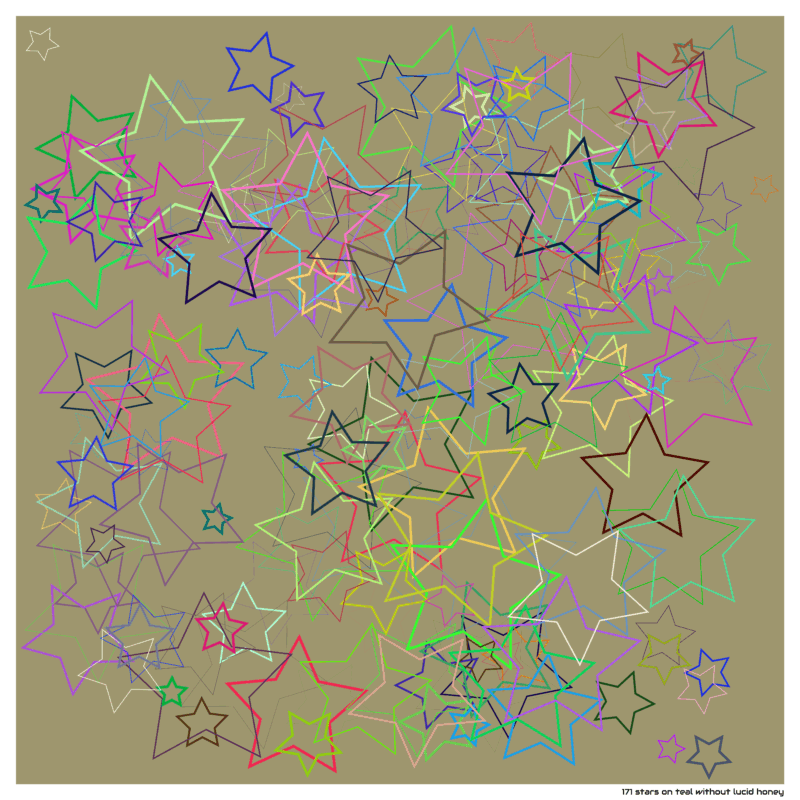 171 stars on teal without lucid honey