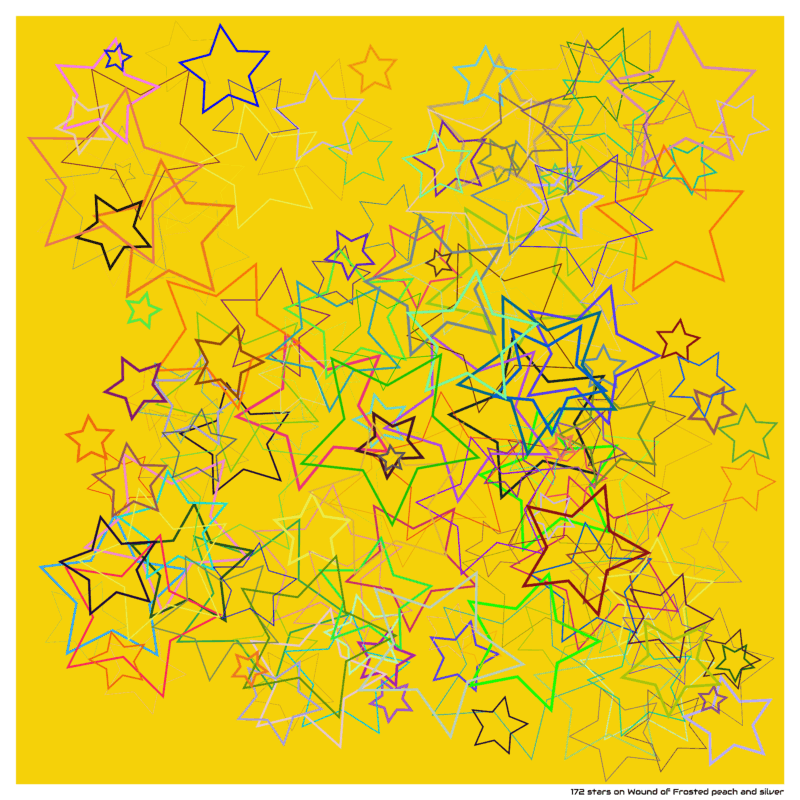 172 stars on Wound of Frosted peach and silver
