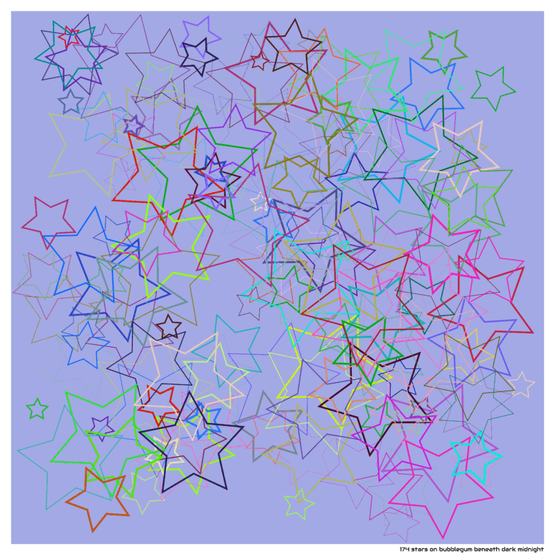 174 stars on bubblegum beneath dark midnight