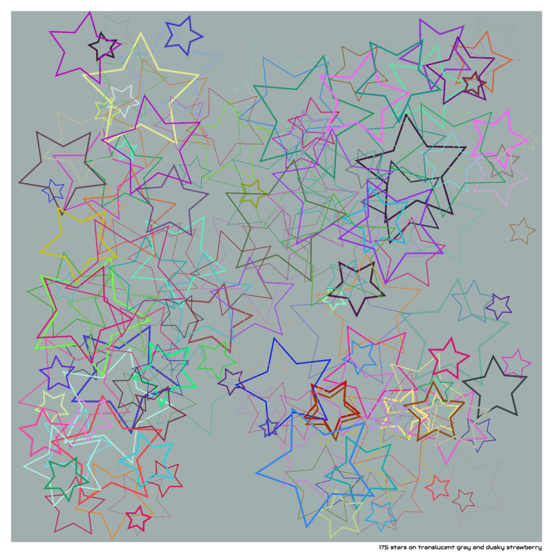 175 stars on translucent gray and dusky strawberry