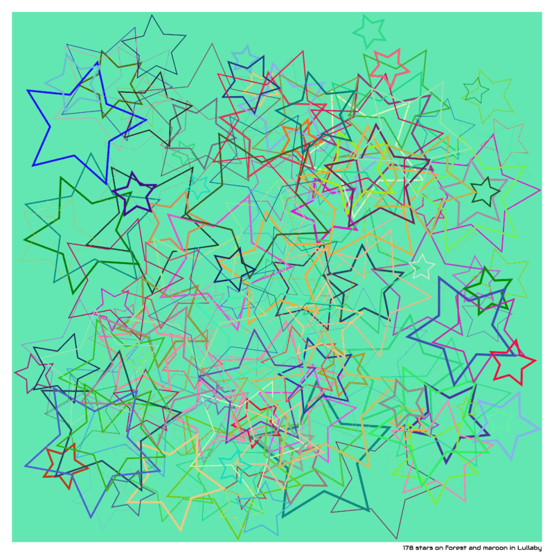 178 stars on forest and maroon in Lullaby