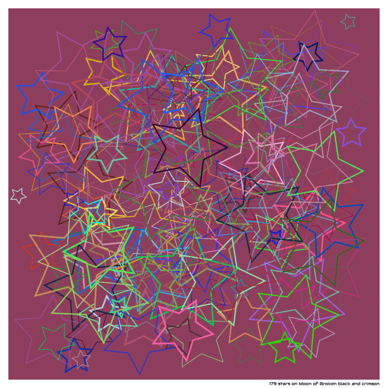 179 stars on Moon of Broken black and crimson