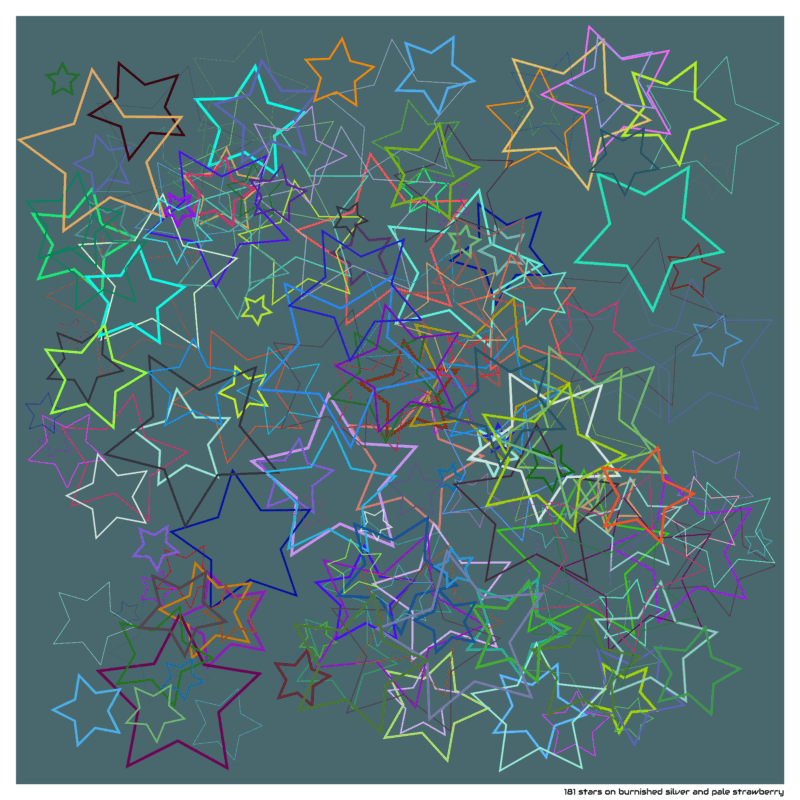 181 stars on burnished silver and pale strawberry