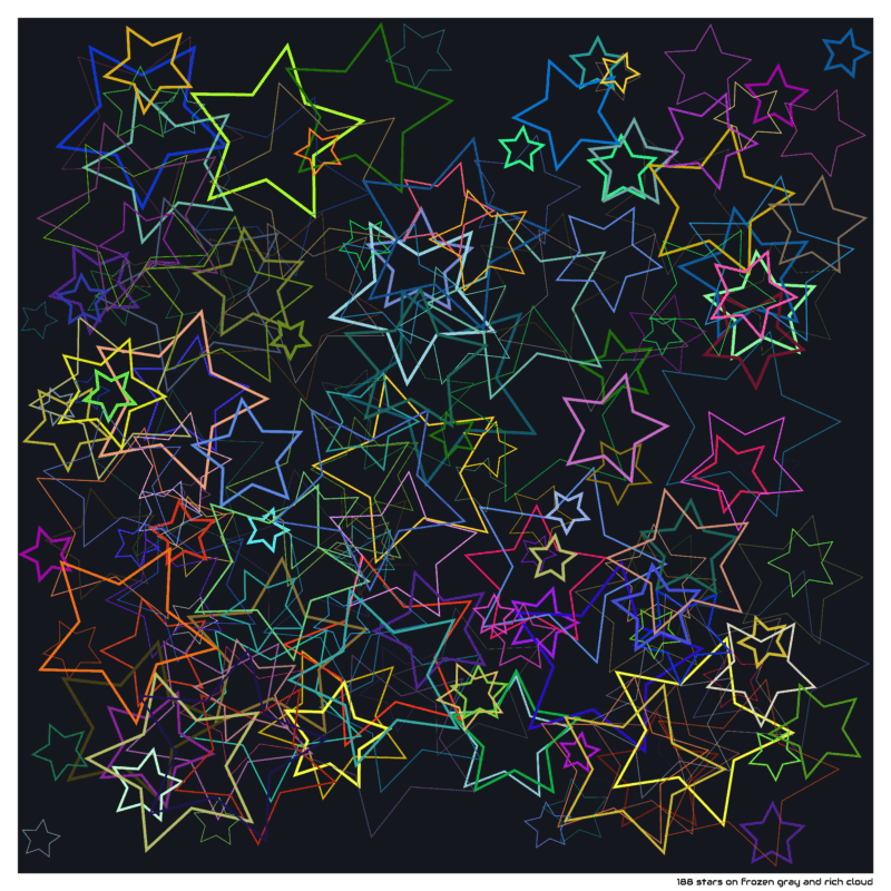 188 stars on frozen gray and rich cloud