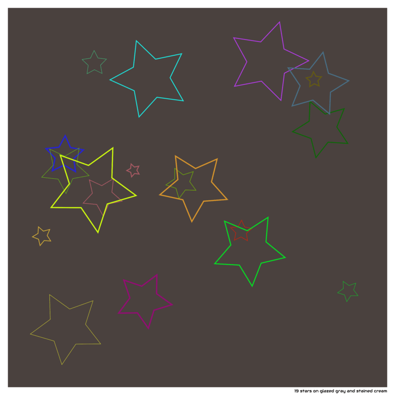 19 stars on glazed gray and stained cream