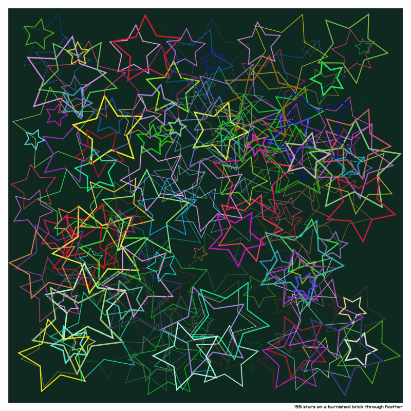 195 stars on a burnished brick through feather