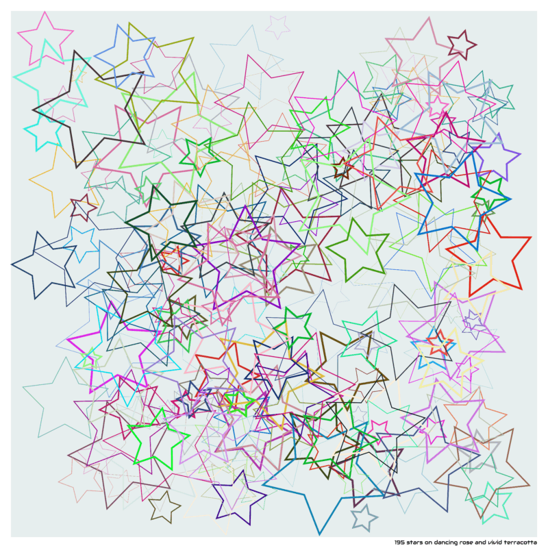 195 stars on dancing rose and vivid terracotta