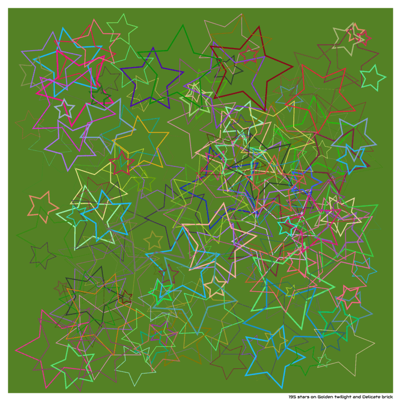 195 stars on Golden twilight and Delicate brick