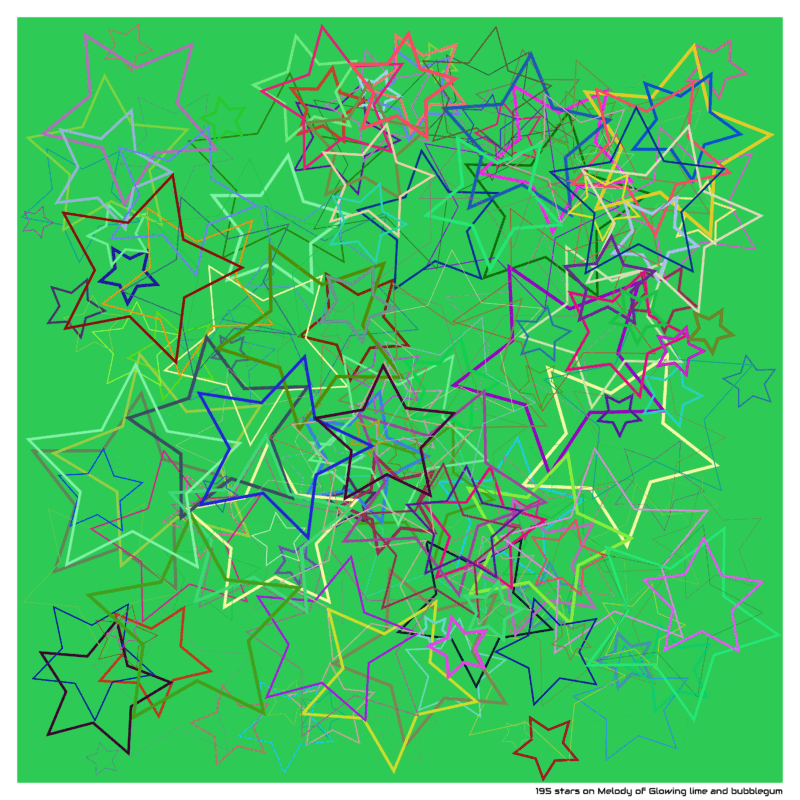 195 stars on Melody of Glowing lime and bubblegum