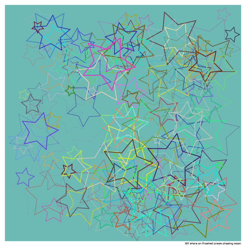197 stars on frosted cream chasing moon