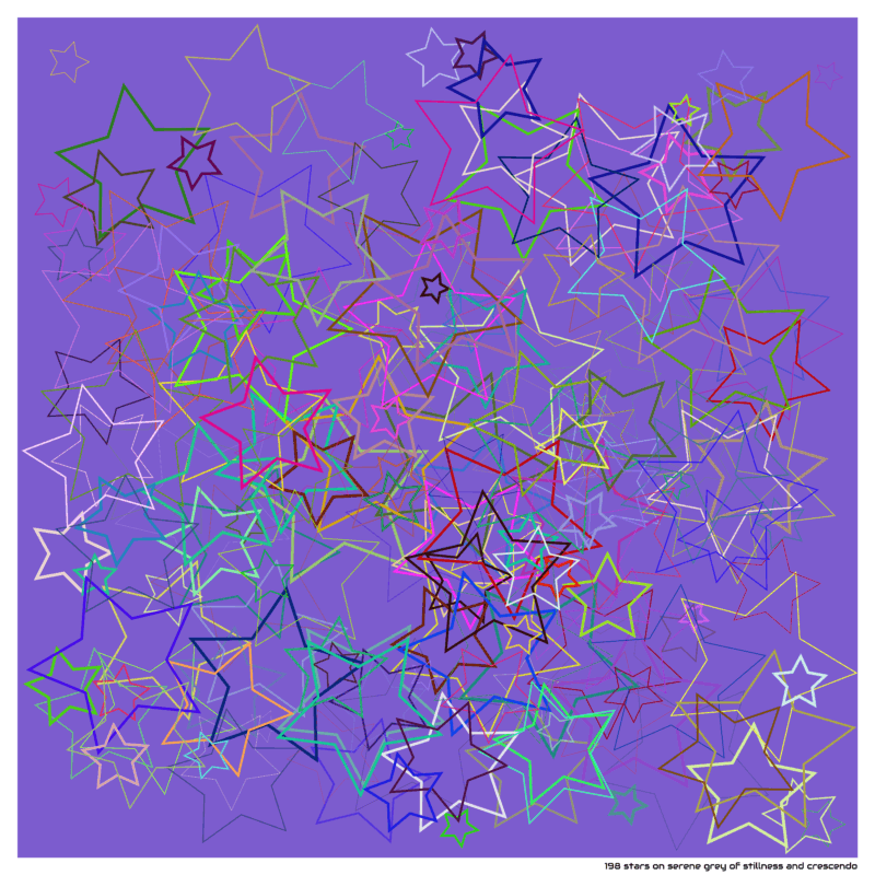 198 stars on serene grey of stillness and crescendo