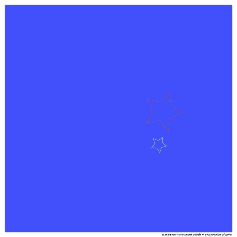 2 stars on translucent cobalt — a conviction of petal