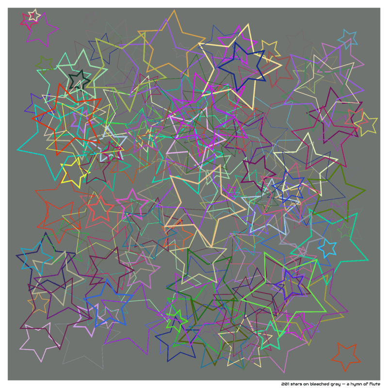 201 stars on bleached gray — a hymn of flute