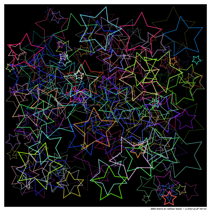 202 stars on mellow black — a chorus of mirror