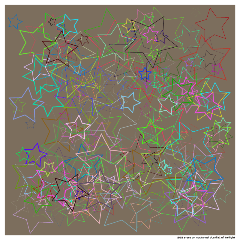 203 stars on nocturnal dustfall of twilight