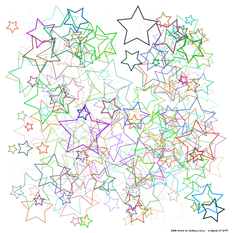 206 stars on dusky ivory — a signal of drift