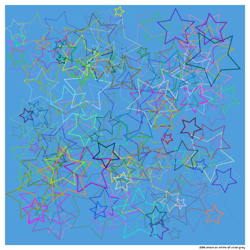 206 stars on white of vivid grey