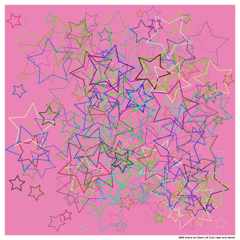209 stars on Dawn of Dull rose and denim