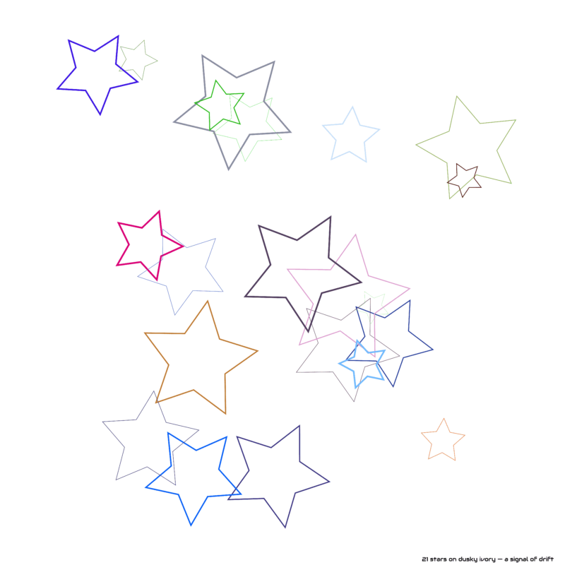 21 stars on dusky ivory — a signal of drift