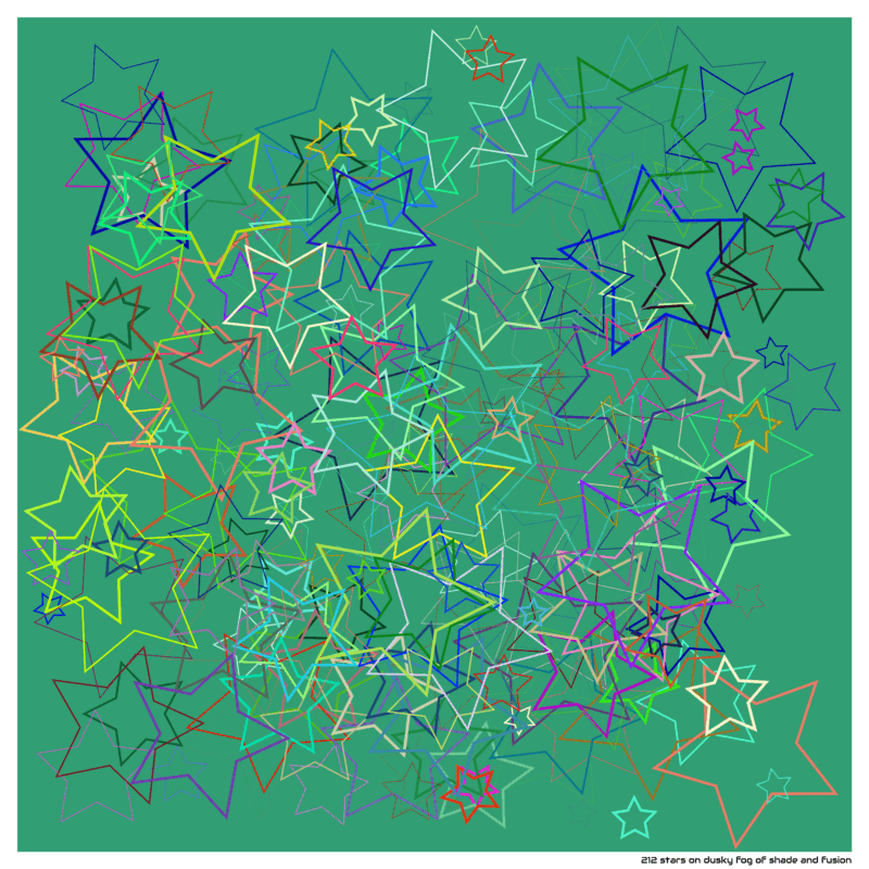 212 stars on dusky fog of shade and fusion