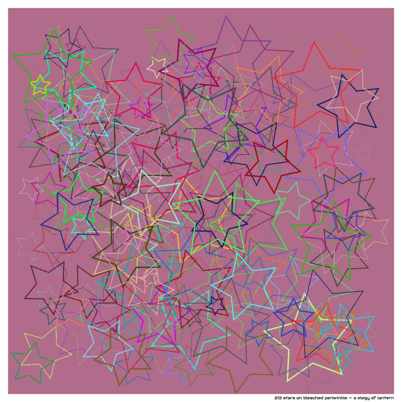 213 stars on bleached periwinkle — a elegy of lantern