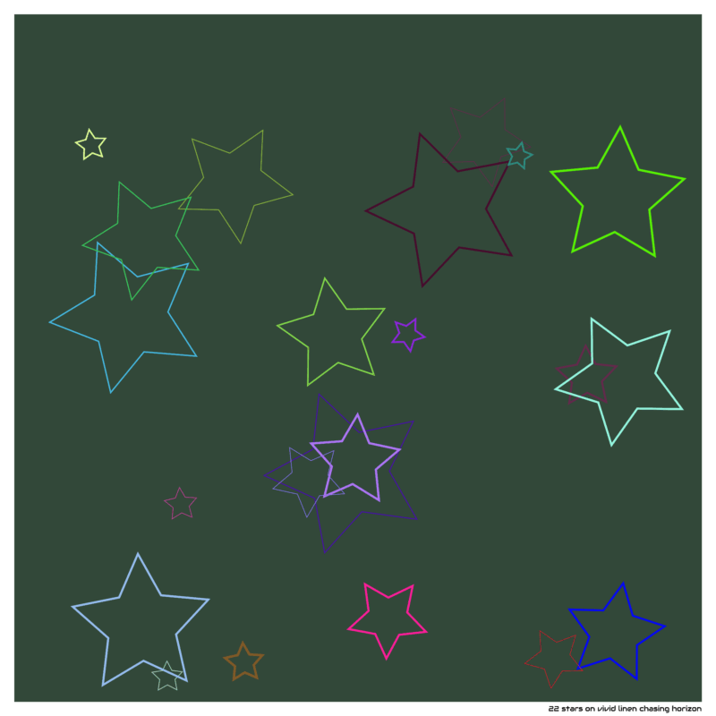 22 stars on vivid linen chasing horizon