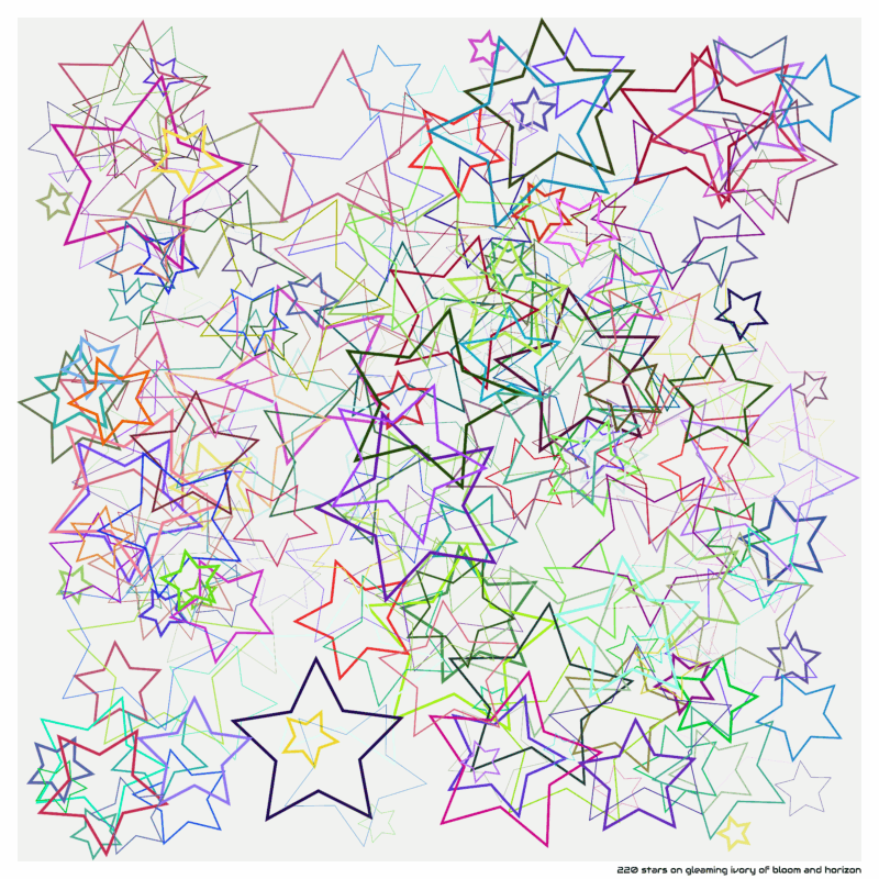 220 stars on gleaming ivory of bloom and horizon