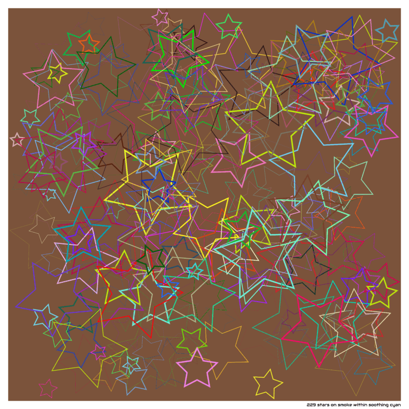 229 stars on smoke within soothing cyan