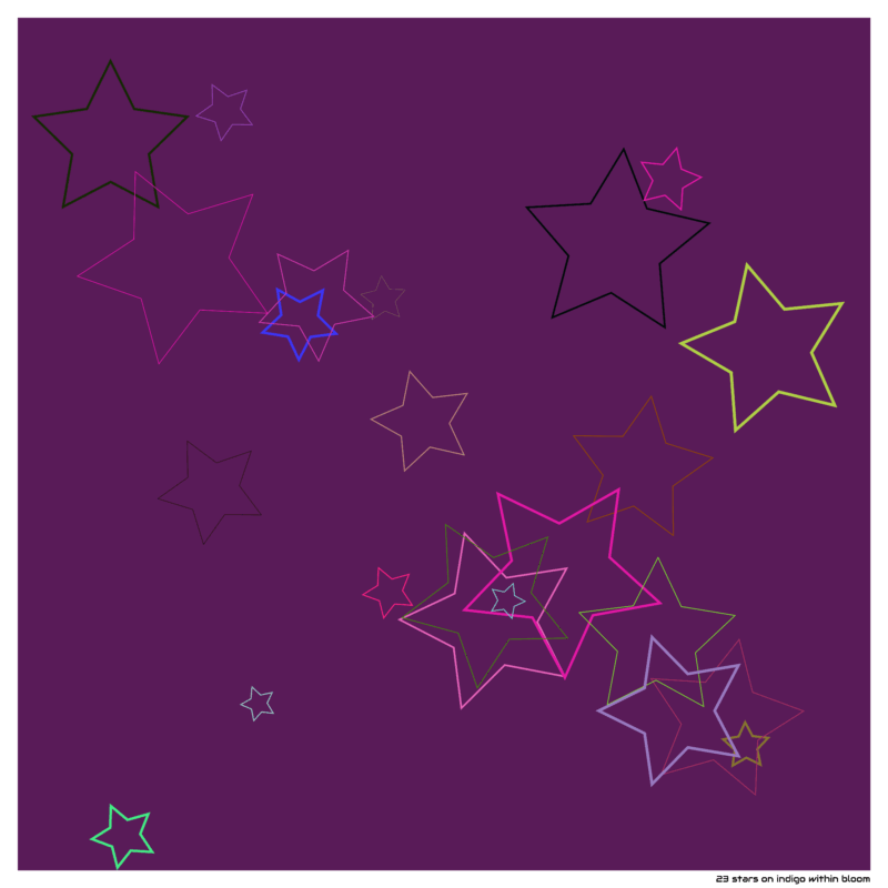 23 stars on indigo within bloom
