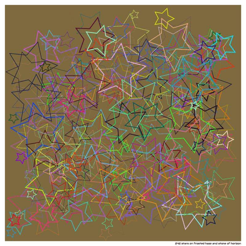 242 stars on frosted haze and stone of horizon