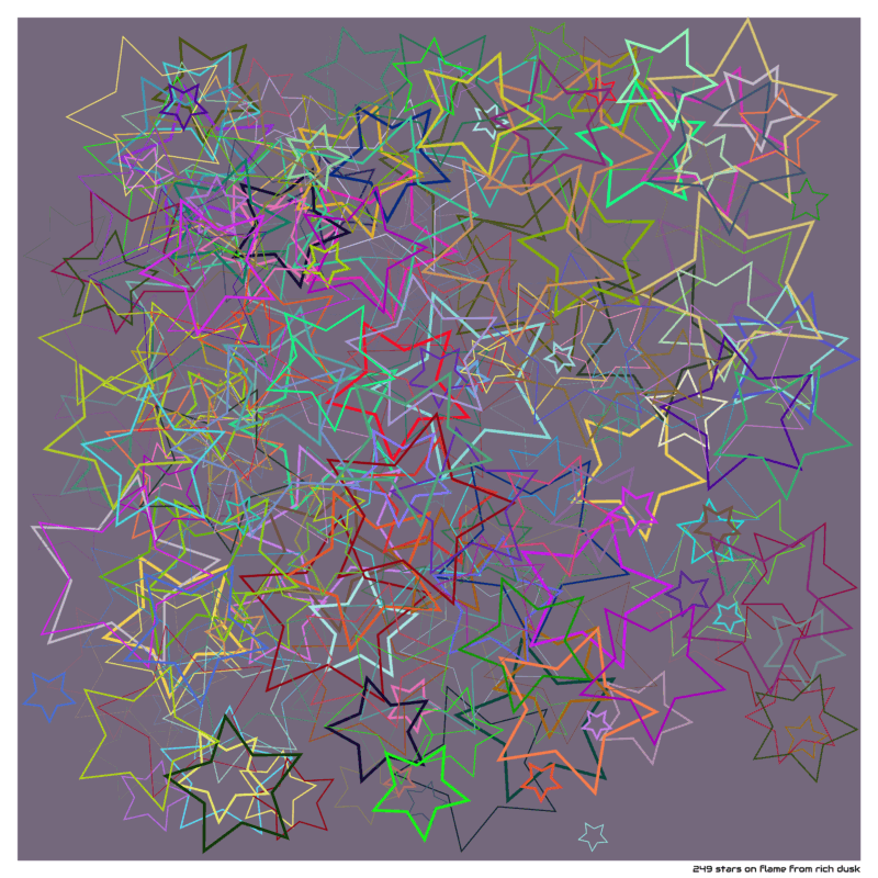 249 stars on flame from rich dusk