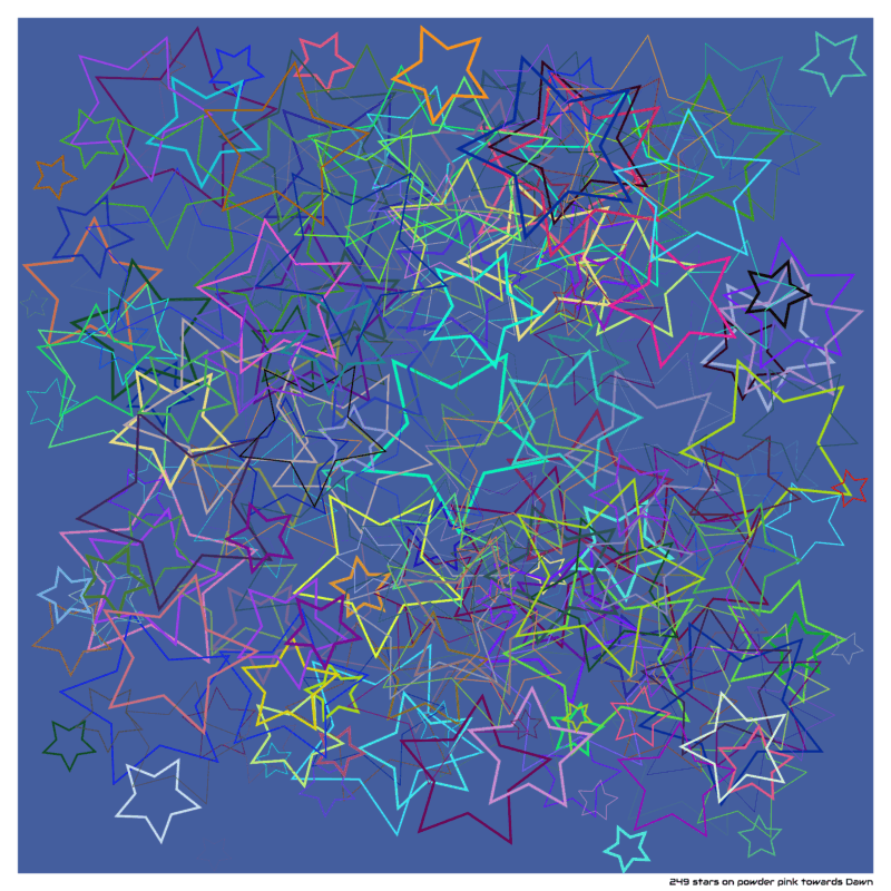 249 stars on powder pink towards Dawn