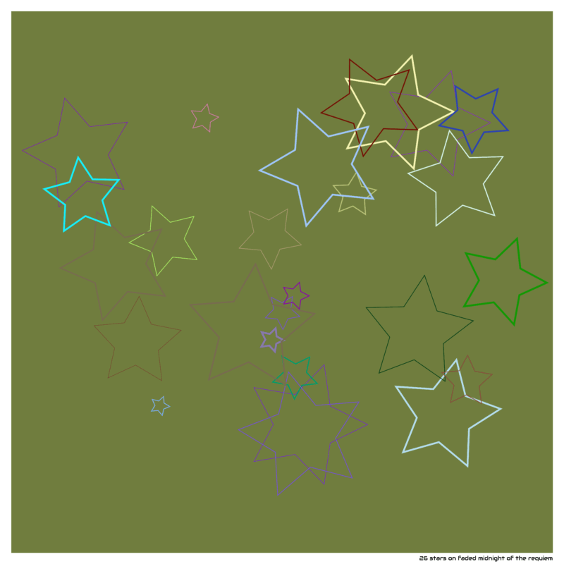 26 stars on faded midnight of the requiem