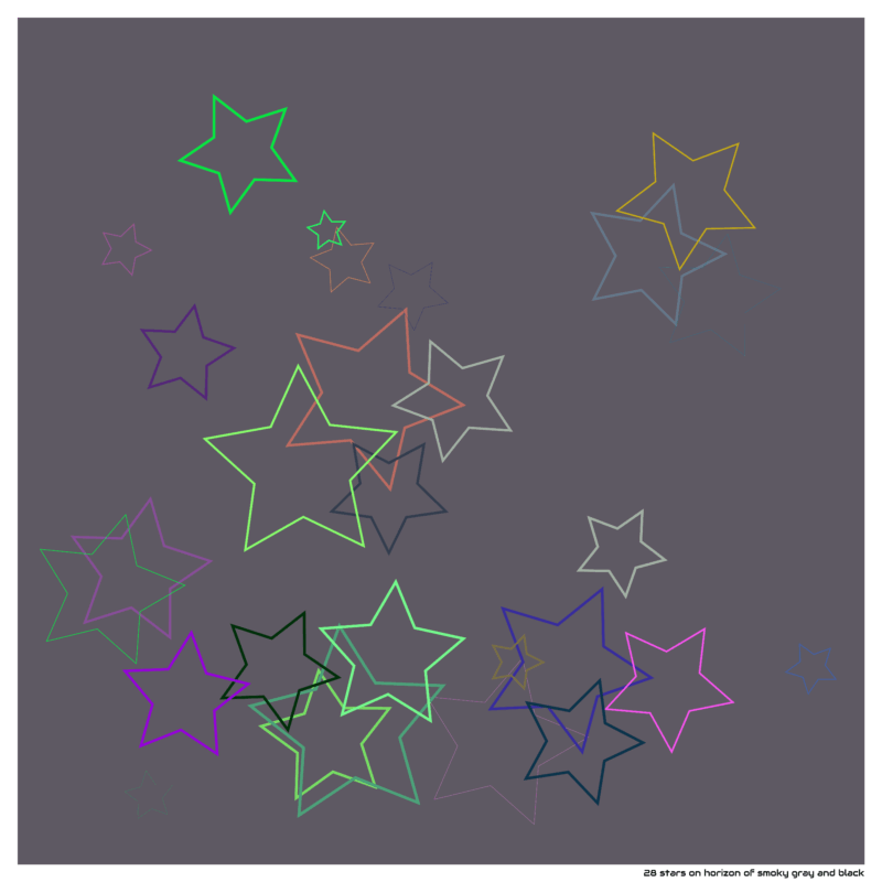 28 stars on horizon of smoky gray and black