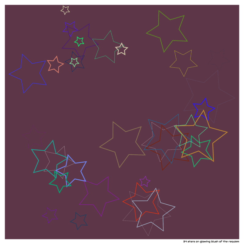 34 stars on glowing blush of the requiem