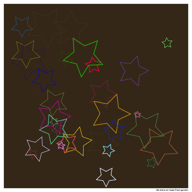 35 stars on haze from garden