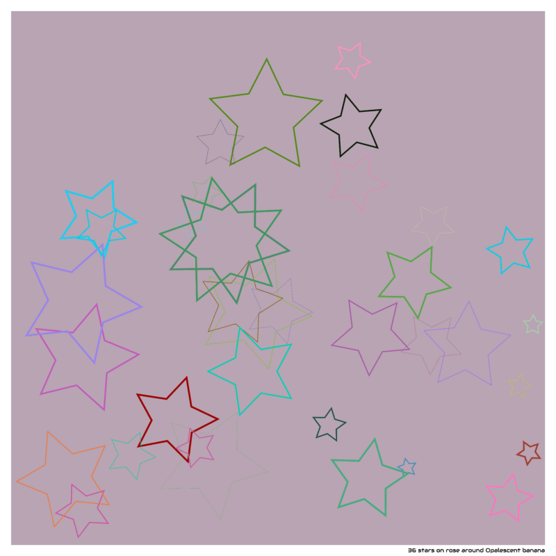 36 stars on rose around Opalescent banana
