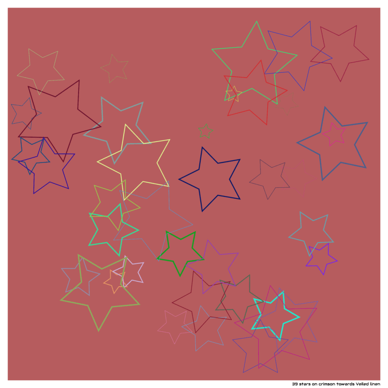 39 stars on crimson towards Veiled linen