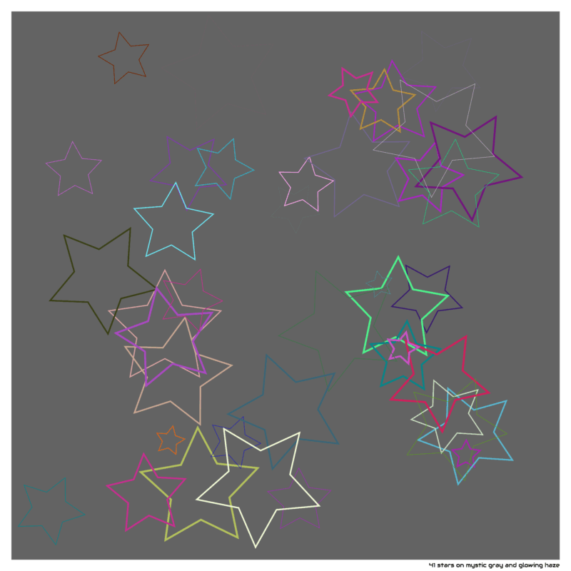 41 stars on mystic gray and glowing haze