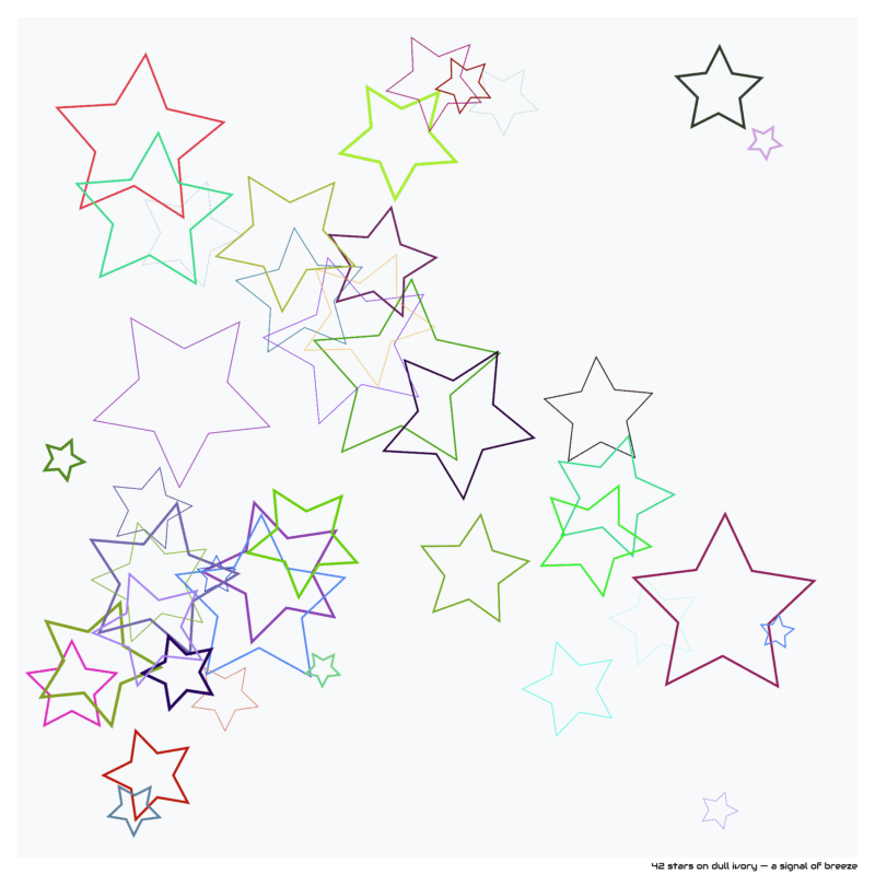 42 stars on dull ivory — a signal of breeze