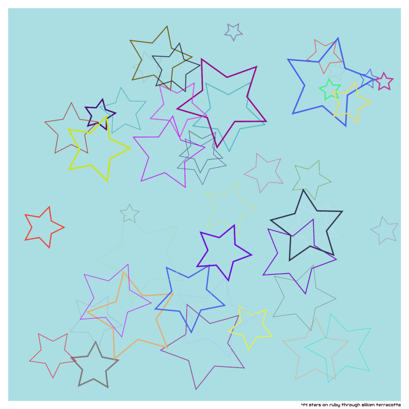 44 stars on ruby through silken terracotta